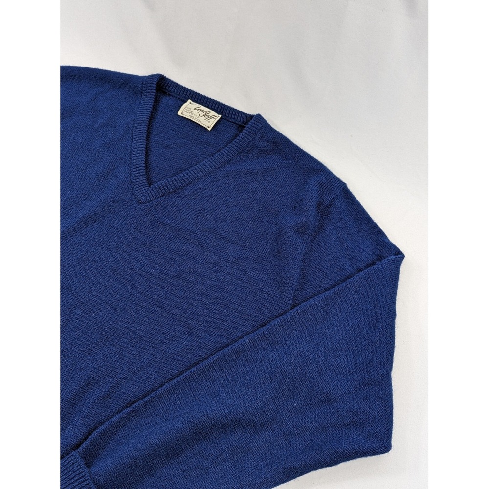 Vtg Lord Jeff Men's XL Navy Blue‎ V Neck Cardigan Grandpa Sweater Dupont USA